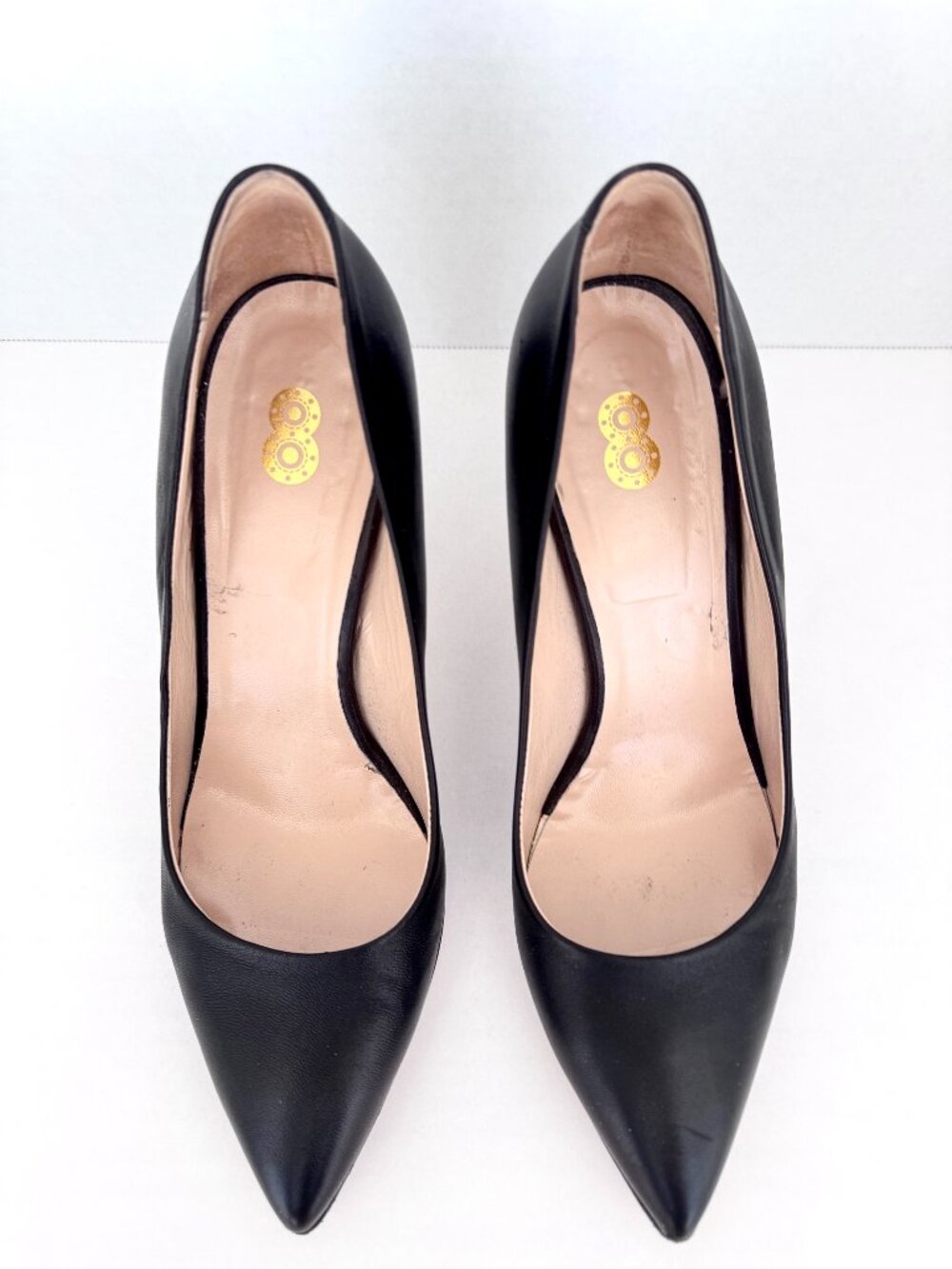 8 by Yoox Womens Pumps Size EU 40 US 9.5 Black Leather Pointy Toe